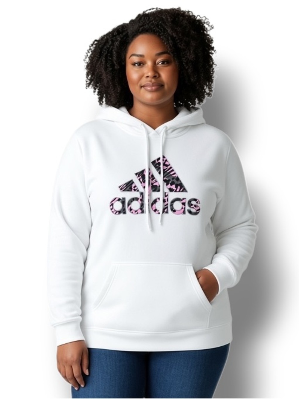 Adidas Women’s Badge of Sport Fleece Lined Hoodie Performance Active White 1X